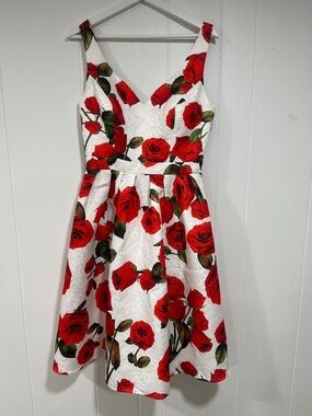 Chi Chi London White Dress with Red Rose Print